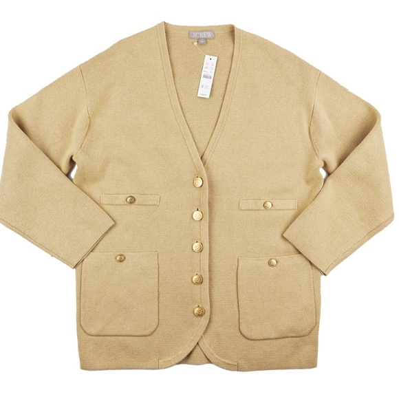 New JCREW Size XS Long V-neck Sweater Blazer in Light Khaki $198 BX466 - Picture 5 of 6